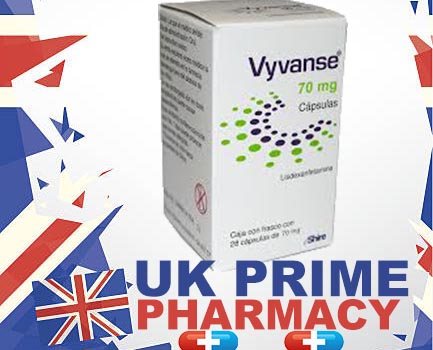 A vertical poster (origami style) on english theme Buy Vyvanse uk